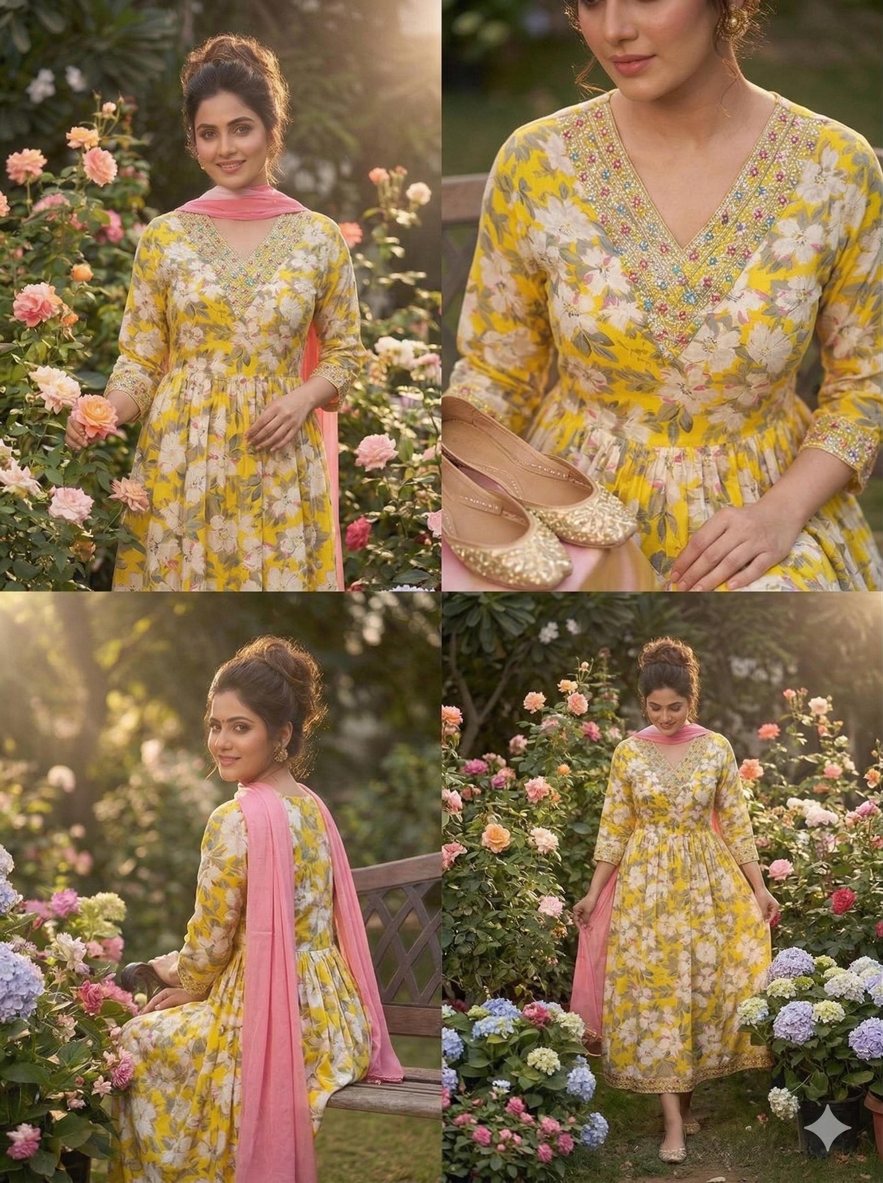 Sun Kissed Blossom Angrakha Kurti