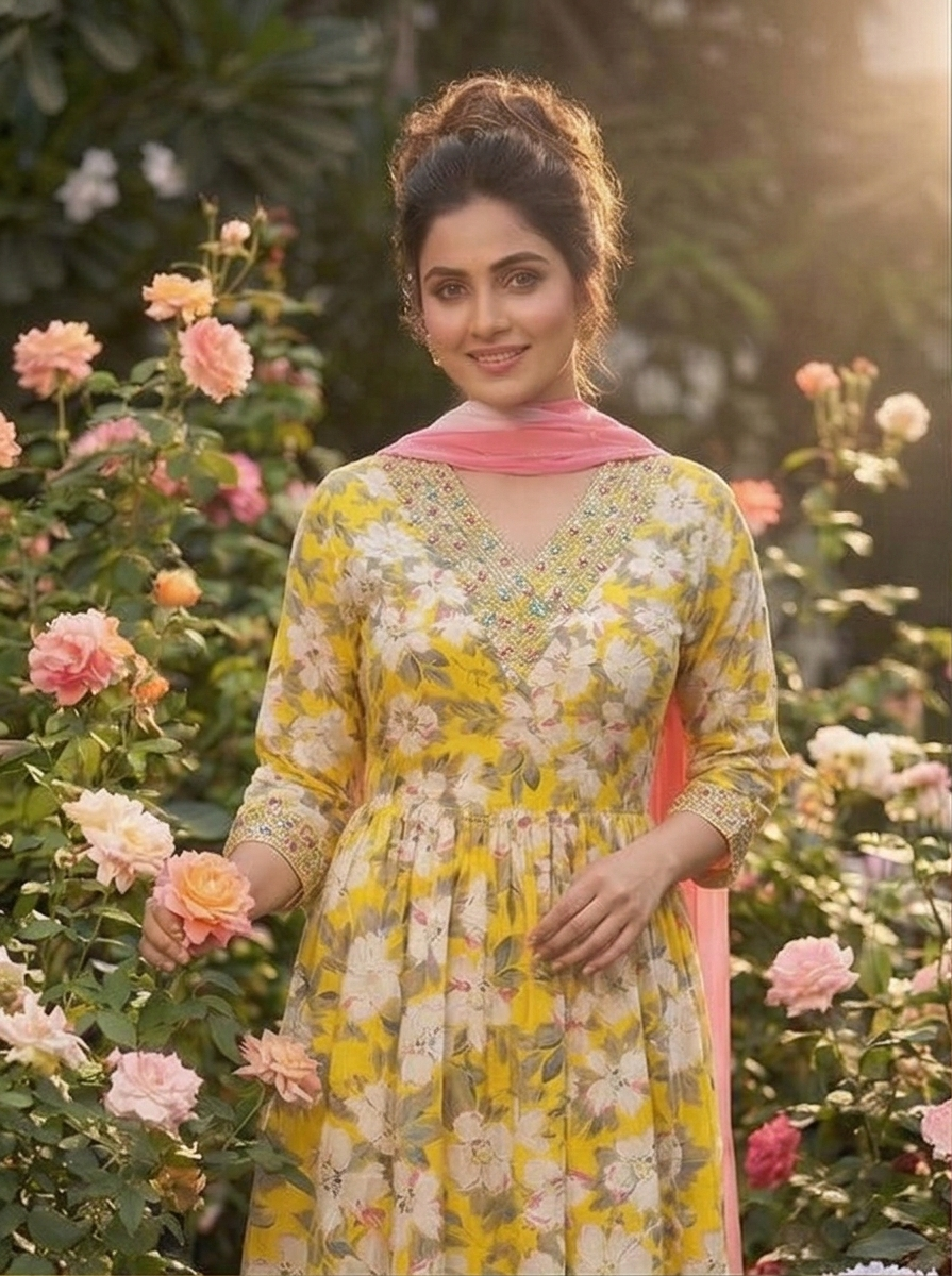 Sun Kissed Blossom Angrakha Kurti