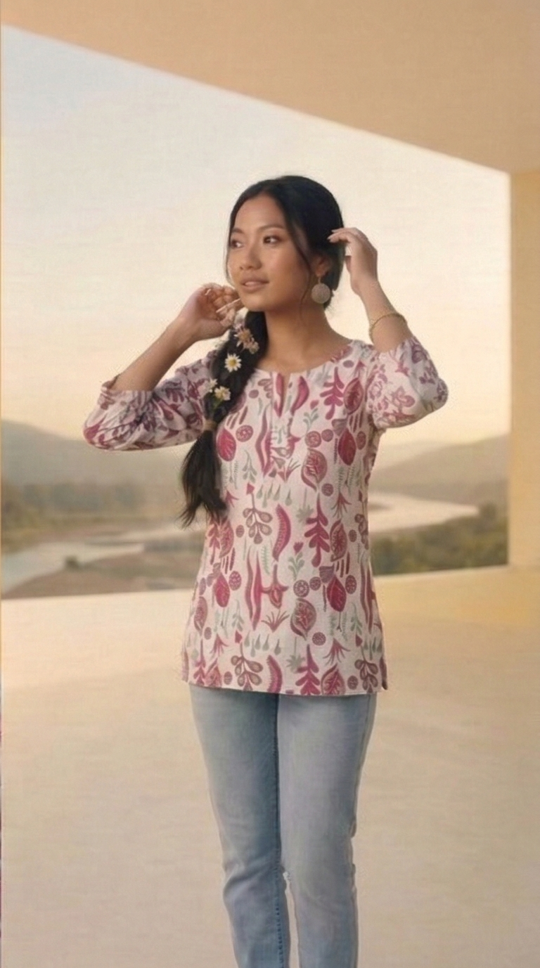 Maroon Paisley Bliss Short Kurti