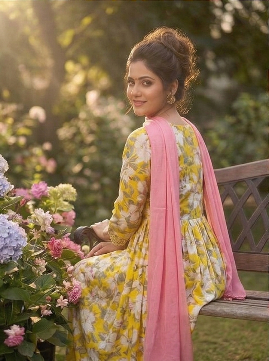 Sun Kissed Blossom Angrakha Kurti