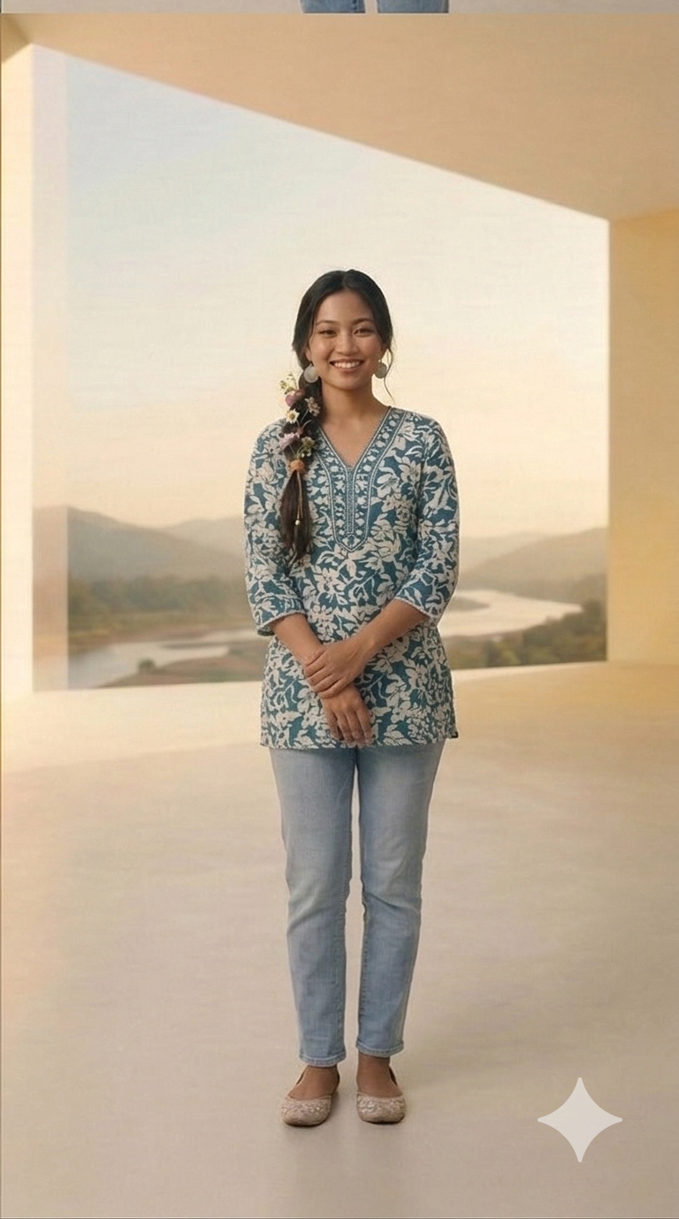 Azure Garden Short Kurti